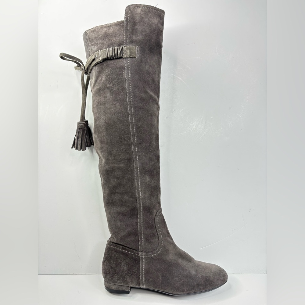 Joan & David Hinder Grey Suede Tassels Designer Over The Knee Boho Boots 7